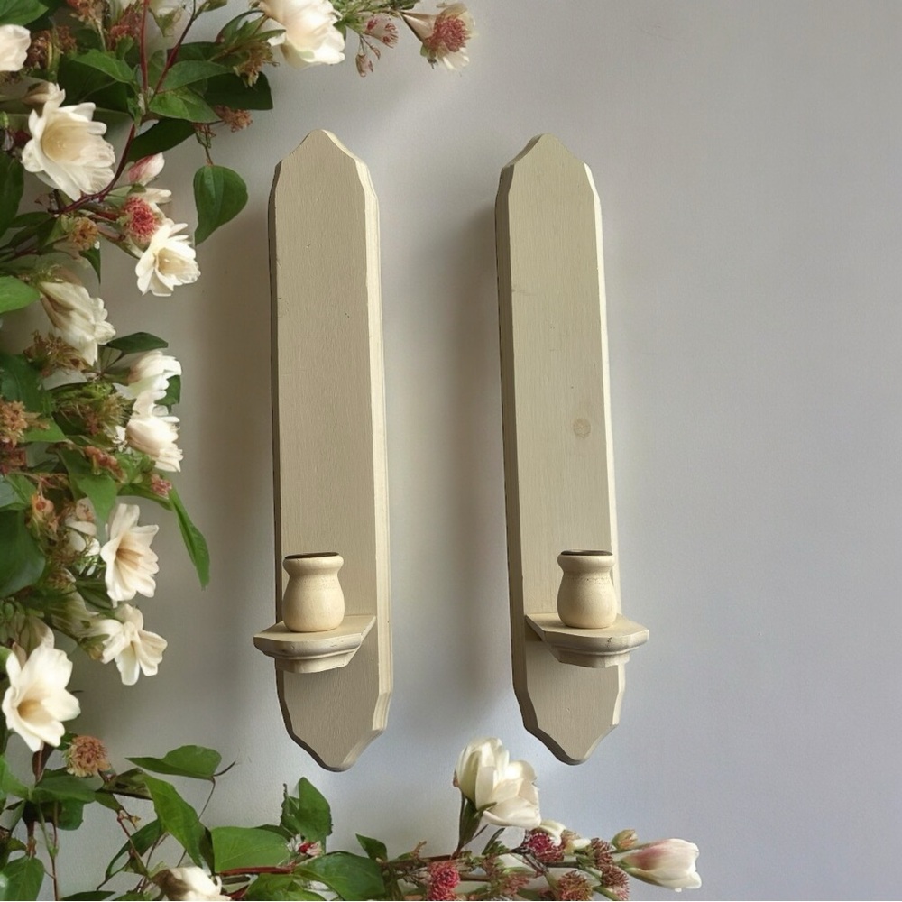 Home Interiors Wood‎ Vintage Wall Candle Holders